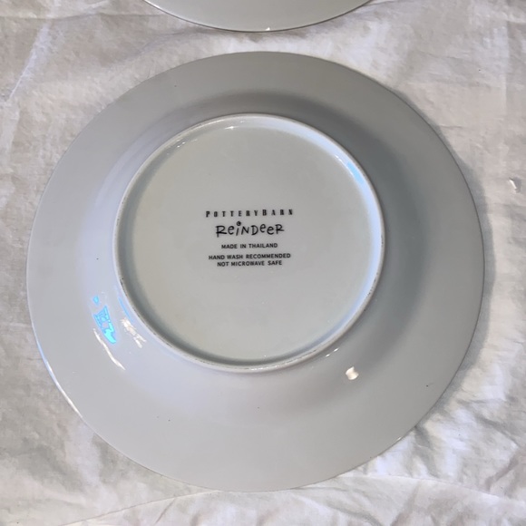 Pottery Barn Reindeer Dessert Plates set of 4 Dasher Dancer Prancer Vixen - Picture 7 of 8